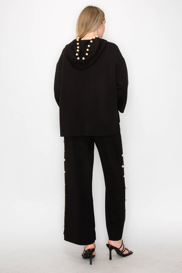 Francine Scuba Pearl Hoodie: Black/ XS