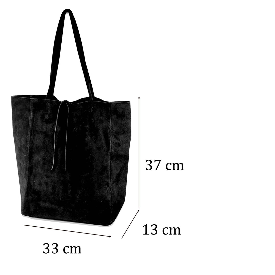 Italian Leather Bag Suede: Black