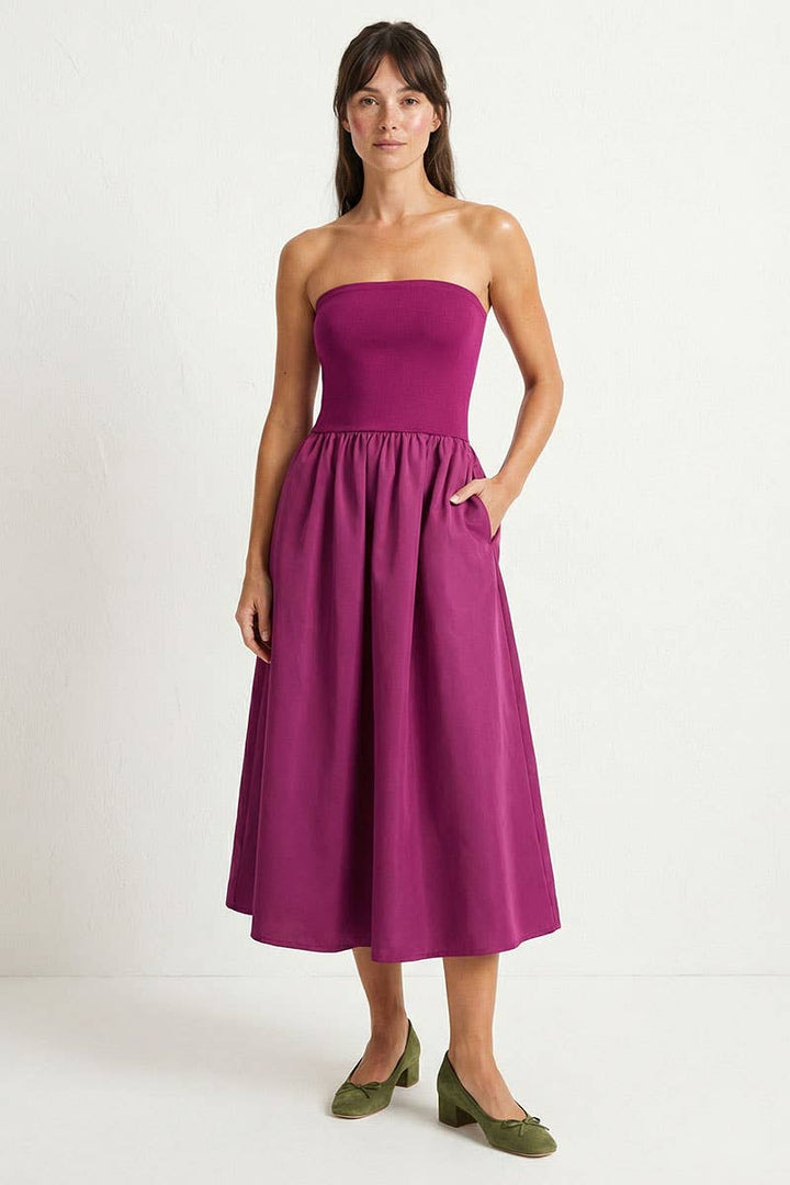 Strapless Maxi Dress: Black / L