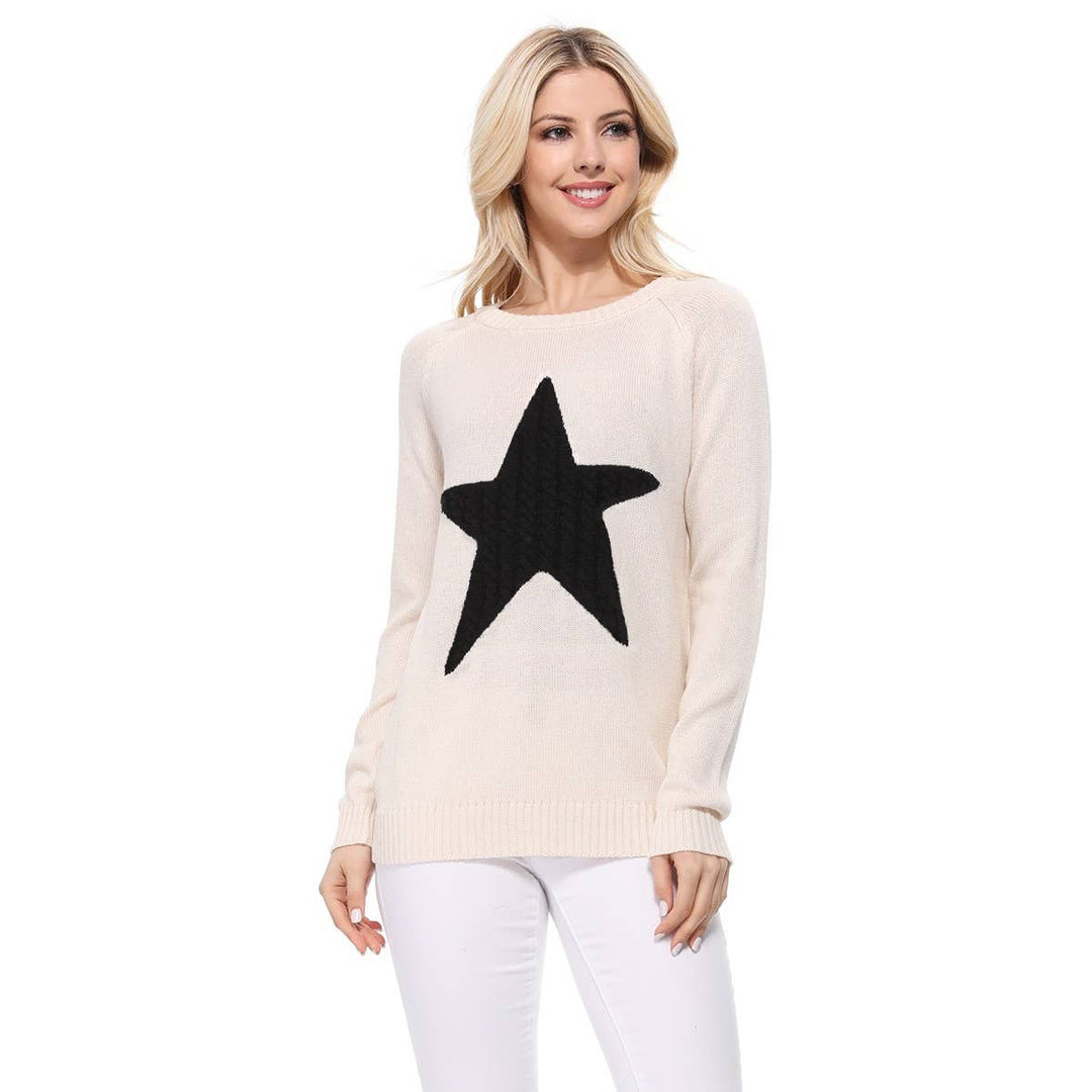 Star Sweater MK3506STAR: NAVY/OATMEAL / S