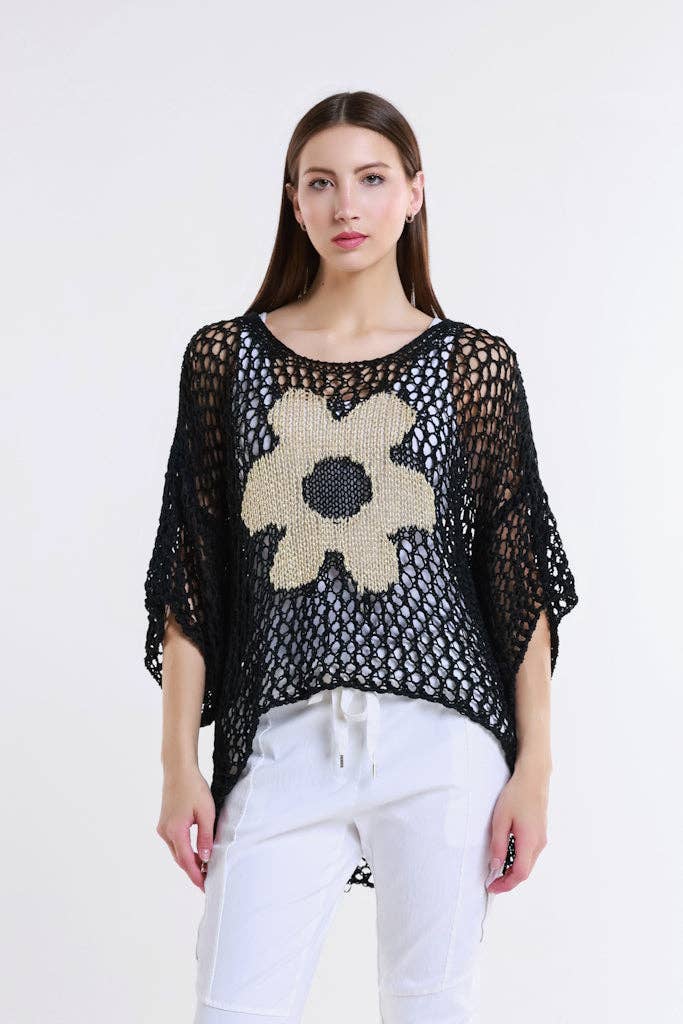Daisy  Open Knit Sweater (BSS302D):White