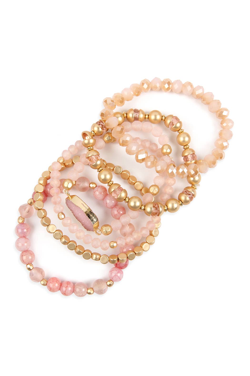 Druzy Stone Charm Bracelet Set: White