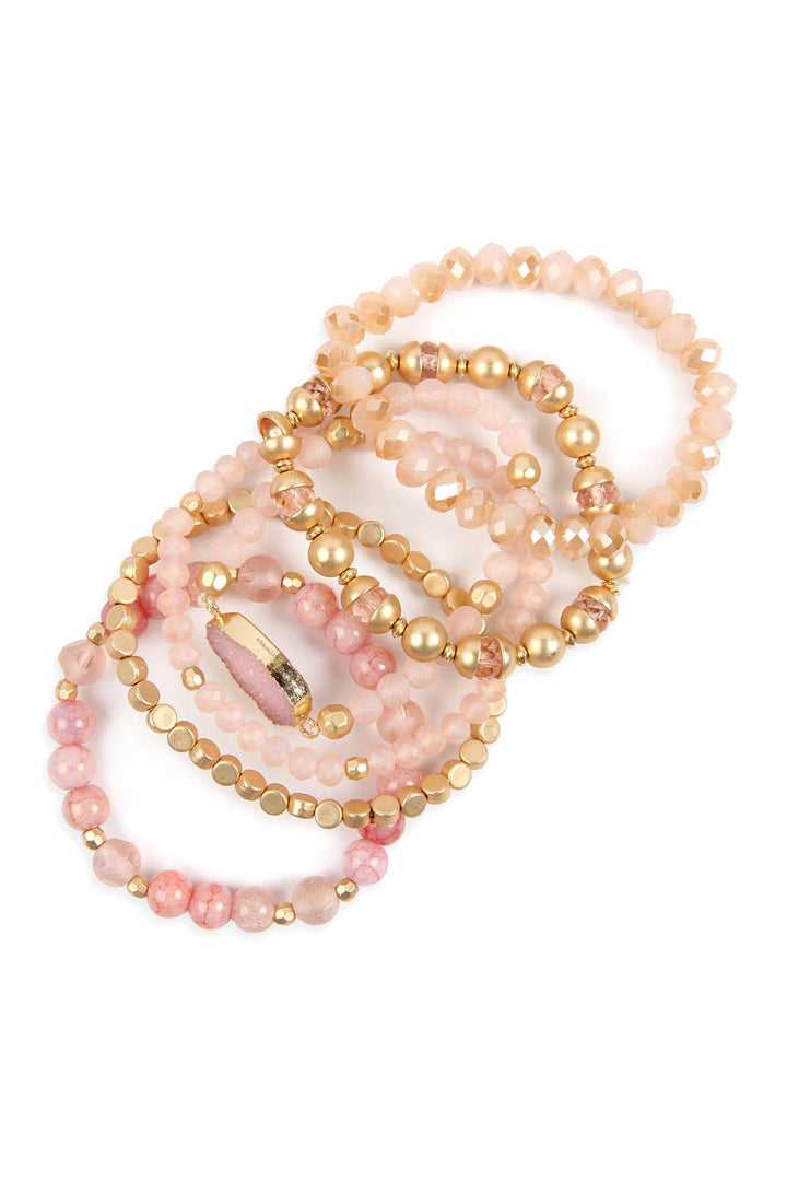 Druzy Stone Charm Bracelet Set: White
