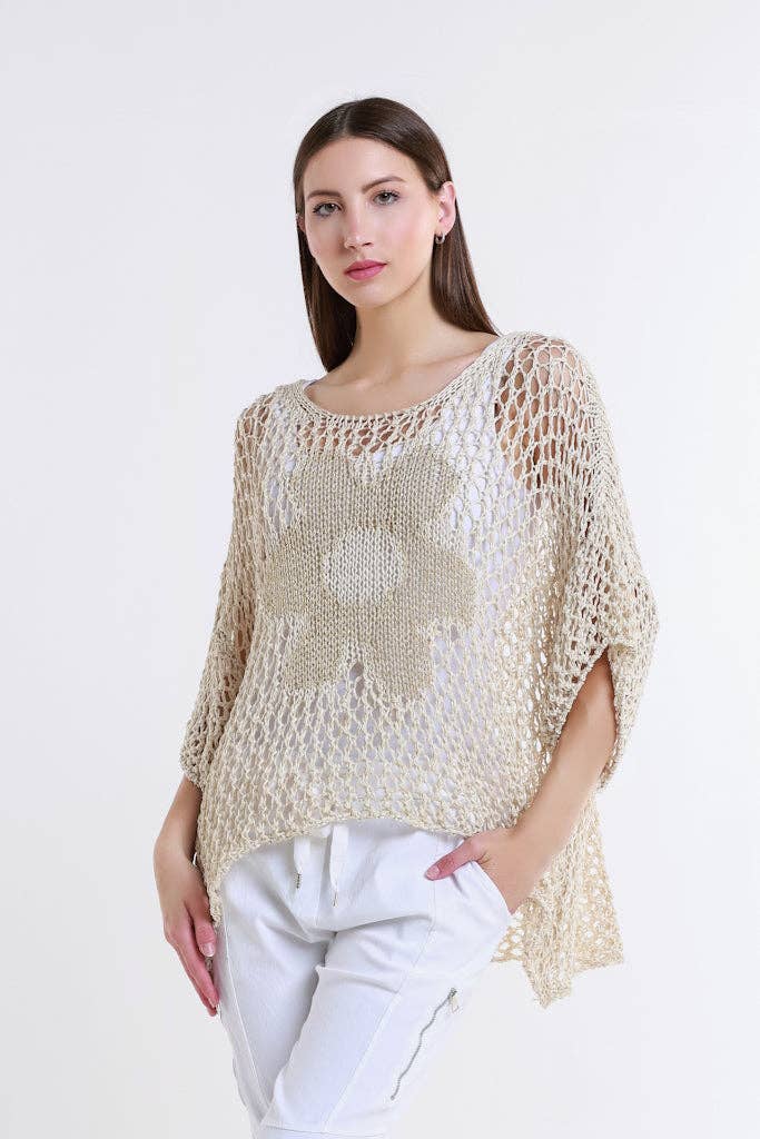 Daisy Open Knit Sweater (BSS302D): Black