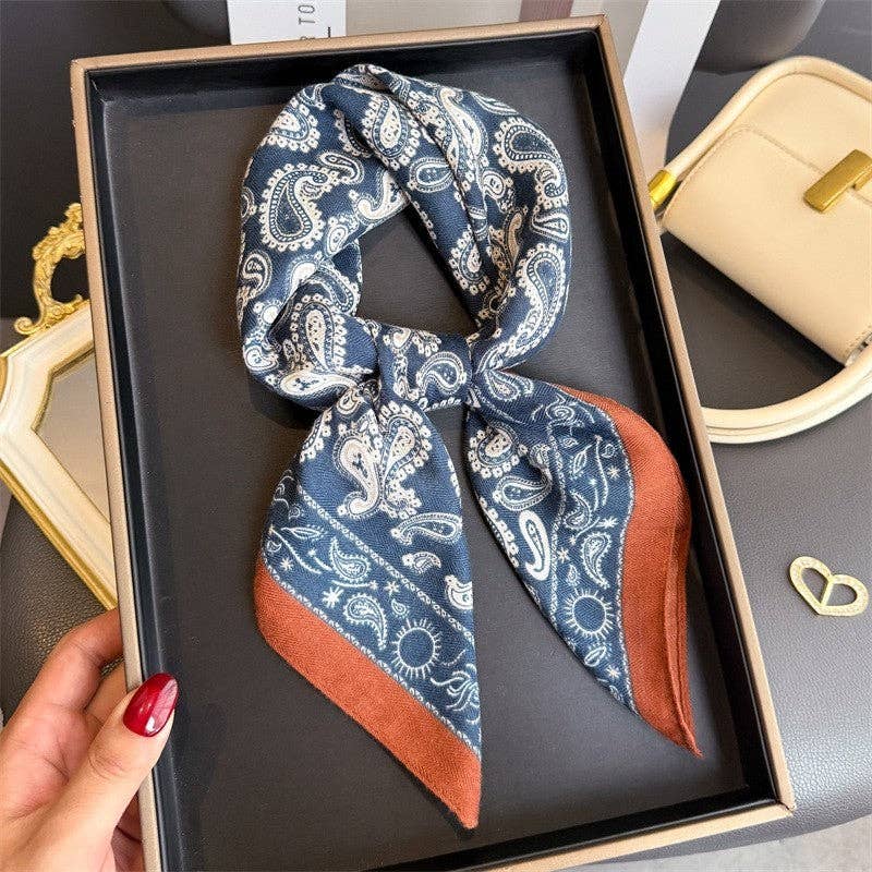 Sheer Trend - Fashion Print Square Scarf: COFFEE