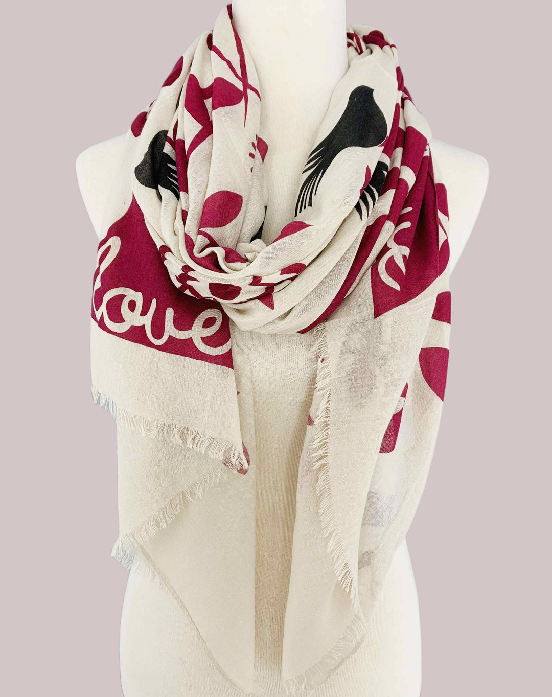 Tree of Life Scarf: Beige-Blue