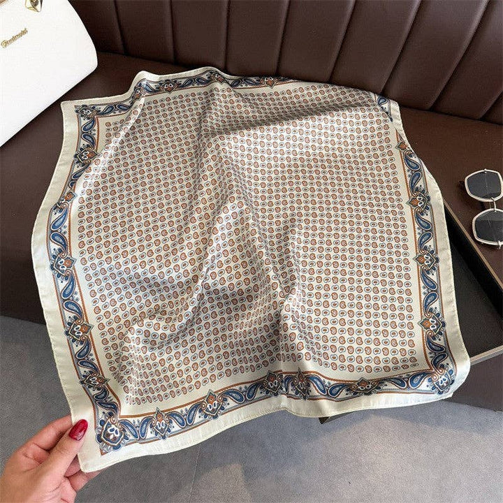 Sheer Trend - Fashion Print Square Scarf: CREAM