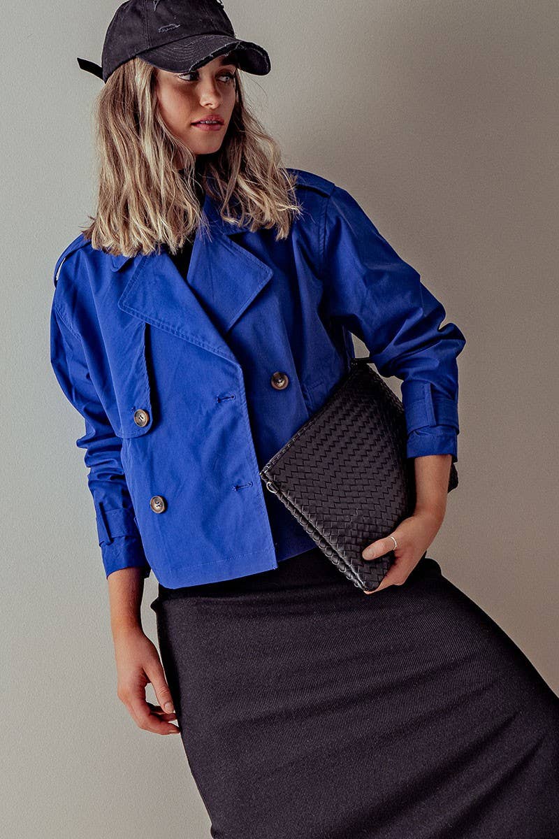 DOUBLE BREASTED CROPPED JACKET: CAMEL