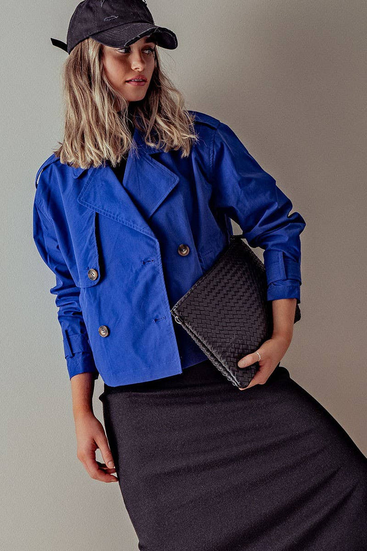 DOUBLE BREASTED CROPPED JACKET: CAMEL