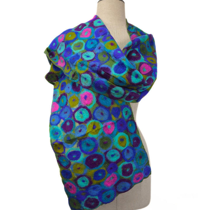 Polka Multi Dot Felt Scarf-Green