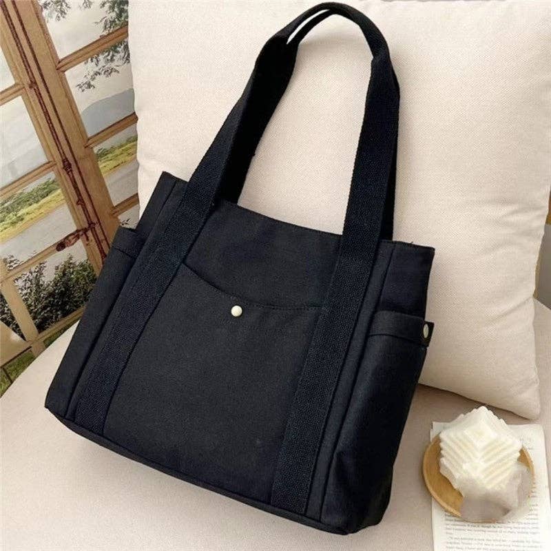 Large Capacity Canvas Shoulder Bag: KHAKI