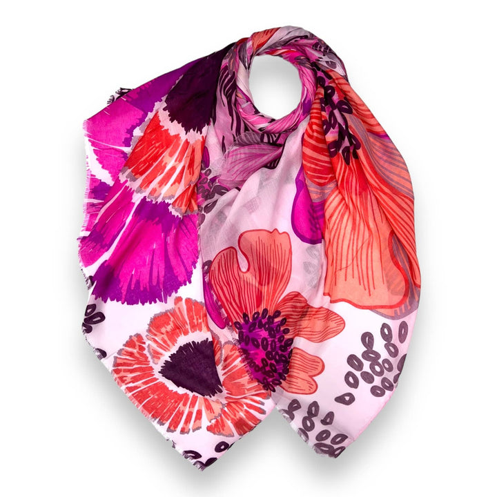 Big flower printed scarf: Mocca
