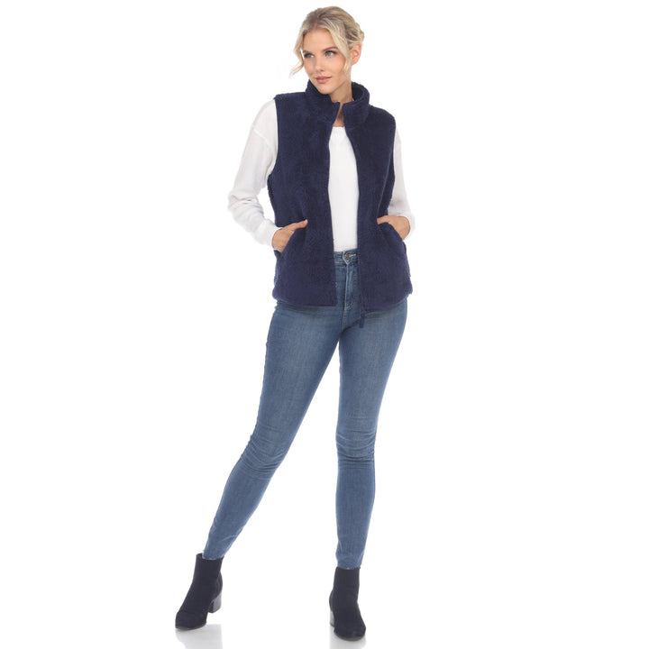 Zip up sherpa vest: Black / M