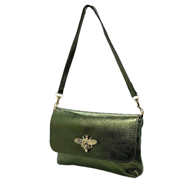 Leather Bag with Bee: Black