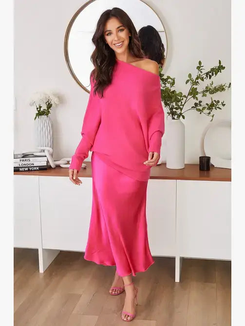 ASYMMETRICAL SWEATER (FUCHSIA): XS/S