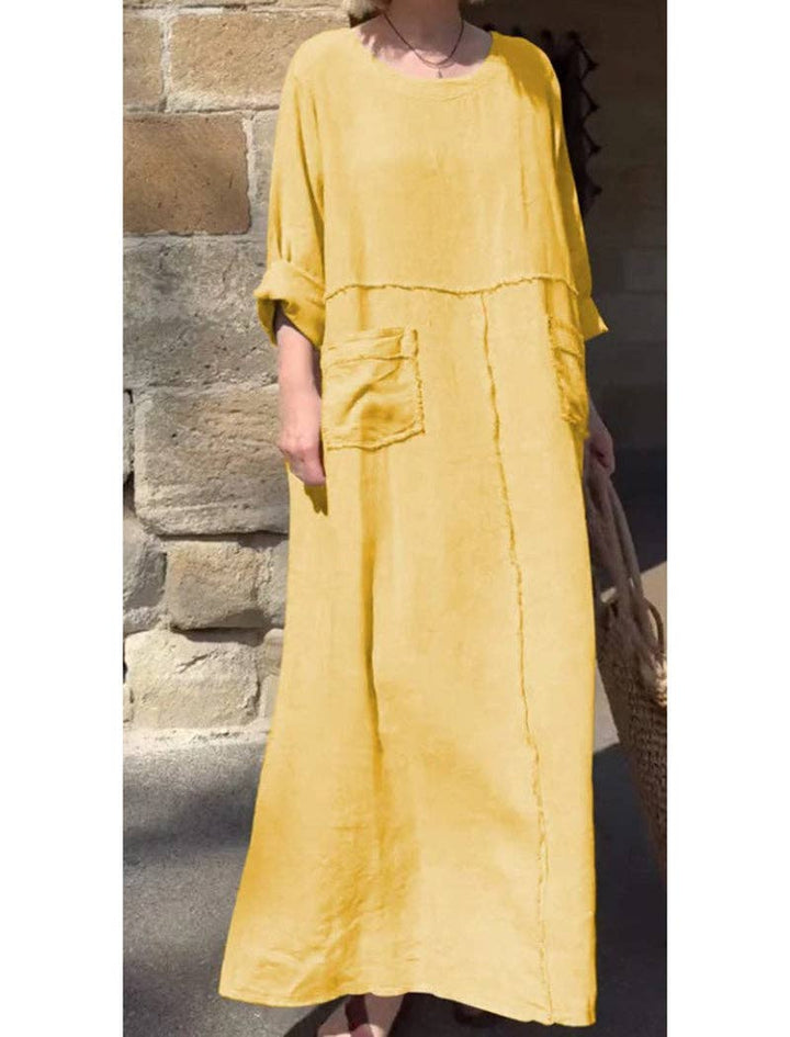 Pocket Maxi Dress: YELLOW / S