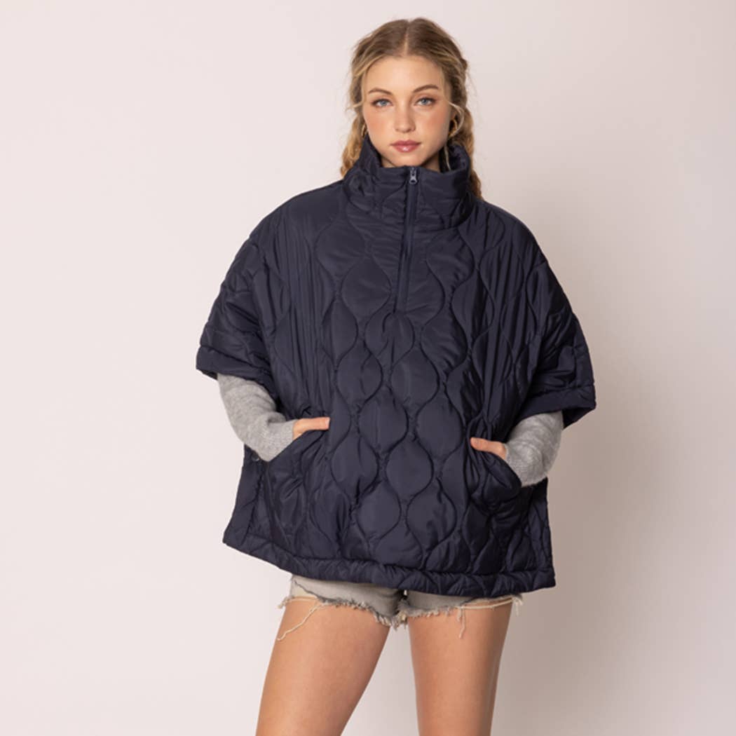 Quilted Cape Poncho Jacket : BGE / O/S