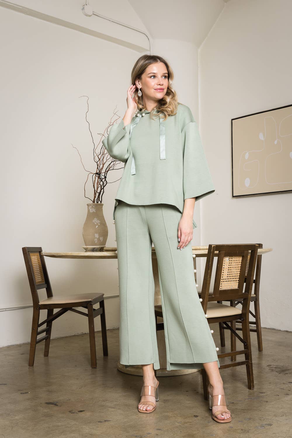 Farrah Scuba Pant: White / S