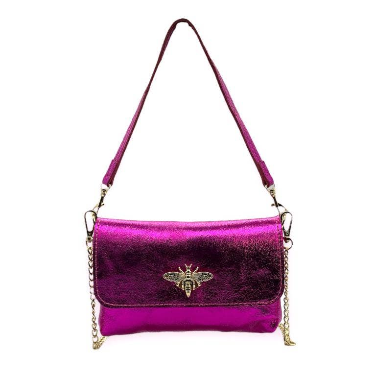 Leather Bag with Bee: Black