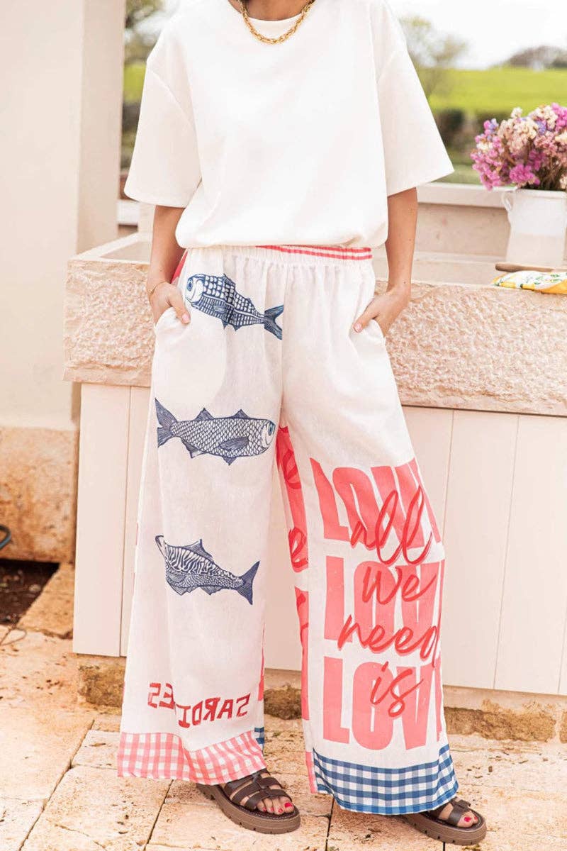 Wide-Leg Casual Pants: PINK / XL