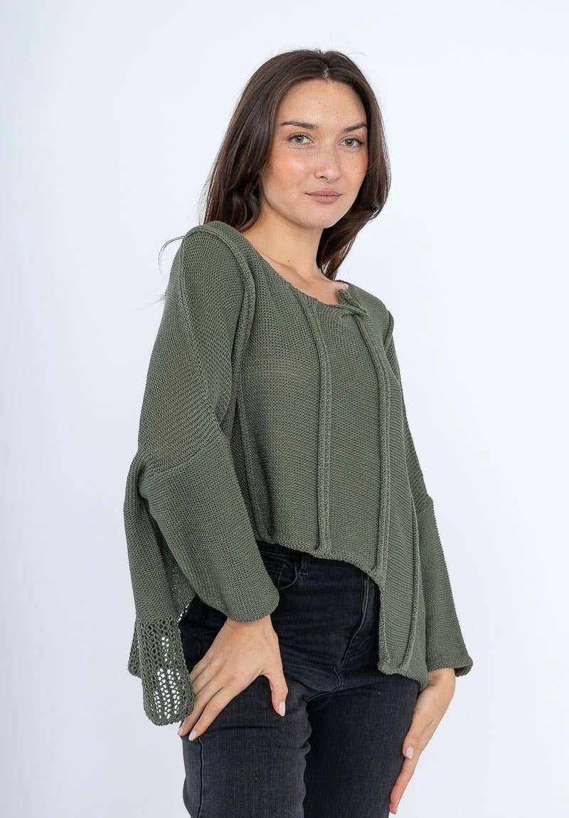61113 100% COTTON SWEATER: Beige