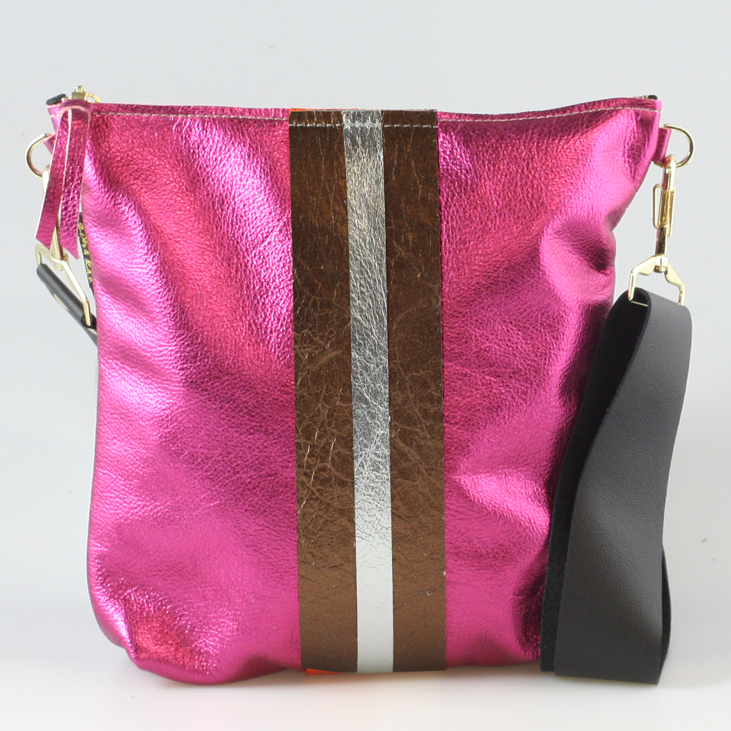 Graham Crossbody: METALLICS!: Gunmetal : Silver/IceBlue