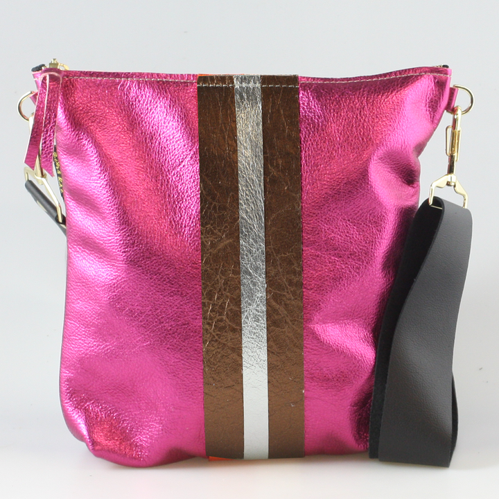 Graham Crossbody: METALLICS!: Gunmetal : Silver/IceBlue