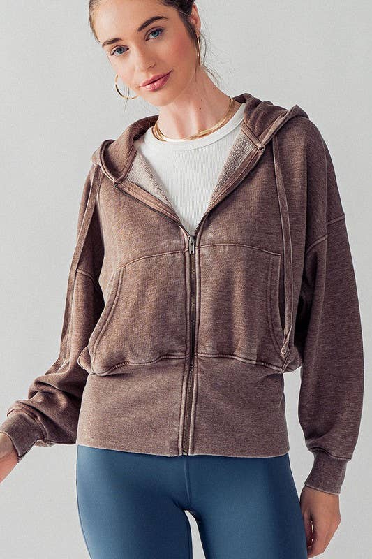 WASHED DOLMAN ZIP UP HOODIE JKT: NATRL