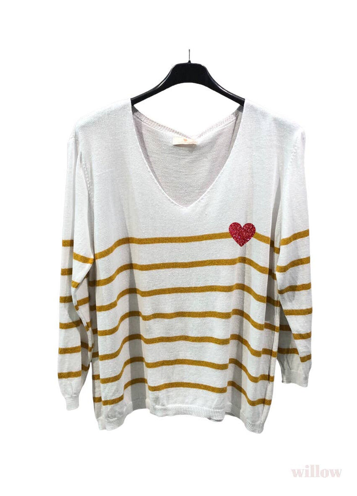Sailor heart sweater: Red