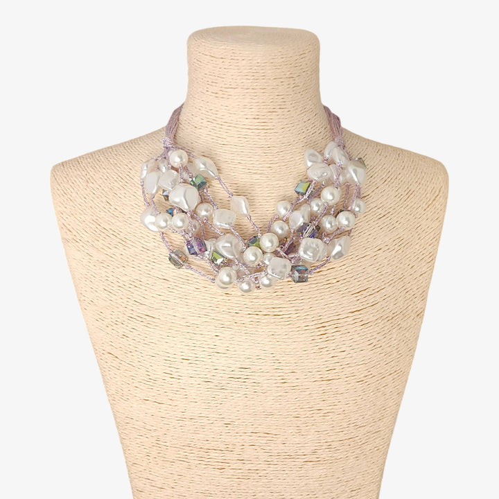 Bijoux Envie Statement Jewelry - Chunky Pastel Pearl Necklace | Handmade Statement Jewelry