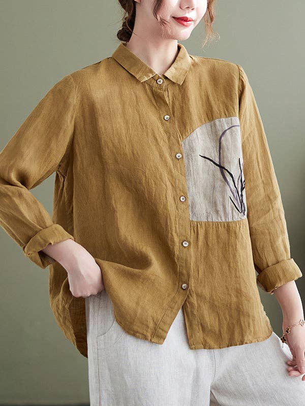 Embroiderd Tops: BLACK / L
