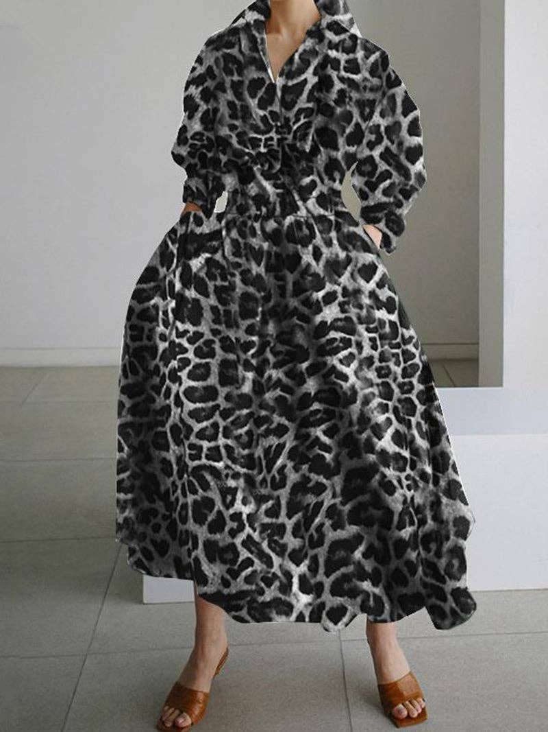 Leopard Print Maxi Dress: LEOPARD / XL