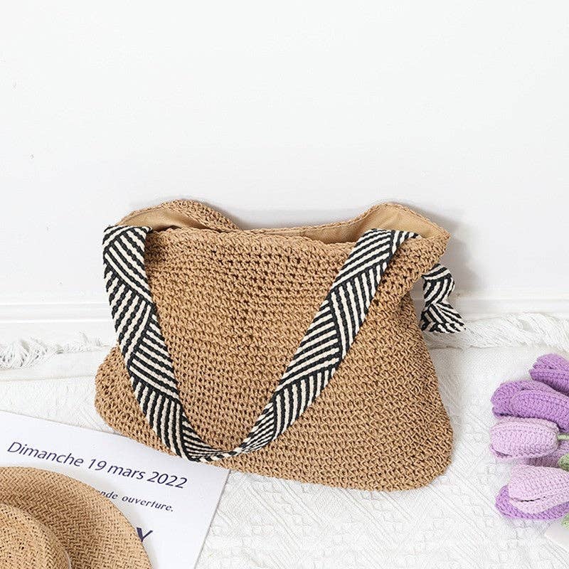 Straw Woven Beach Bag /DEEP BEIGE