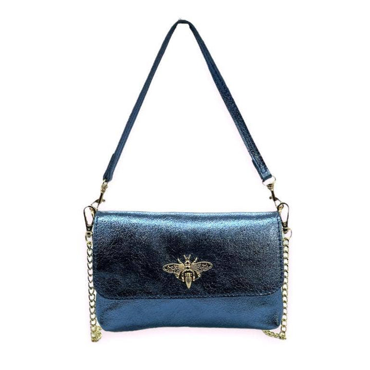Leather Bag with Bee: Black