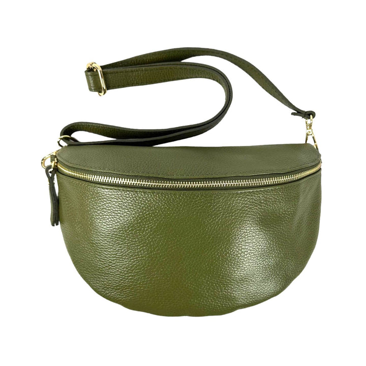 Italian Leather Waist Bag: Brown