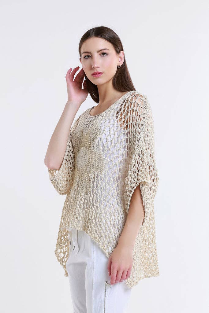 Daisy Open Knit Sweater (BSS302D): Black
