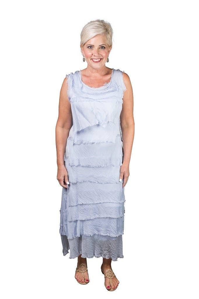 Aleena Silk Maxi Ruffle Dress (DT215):Orchid
