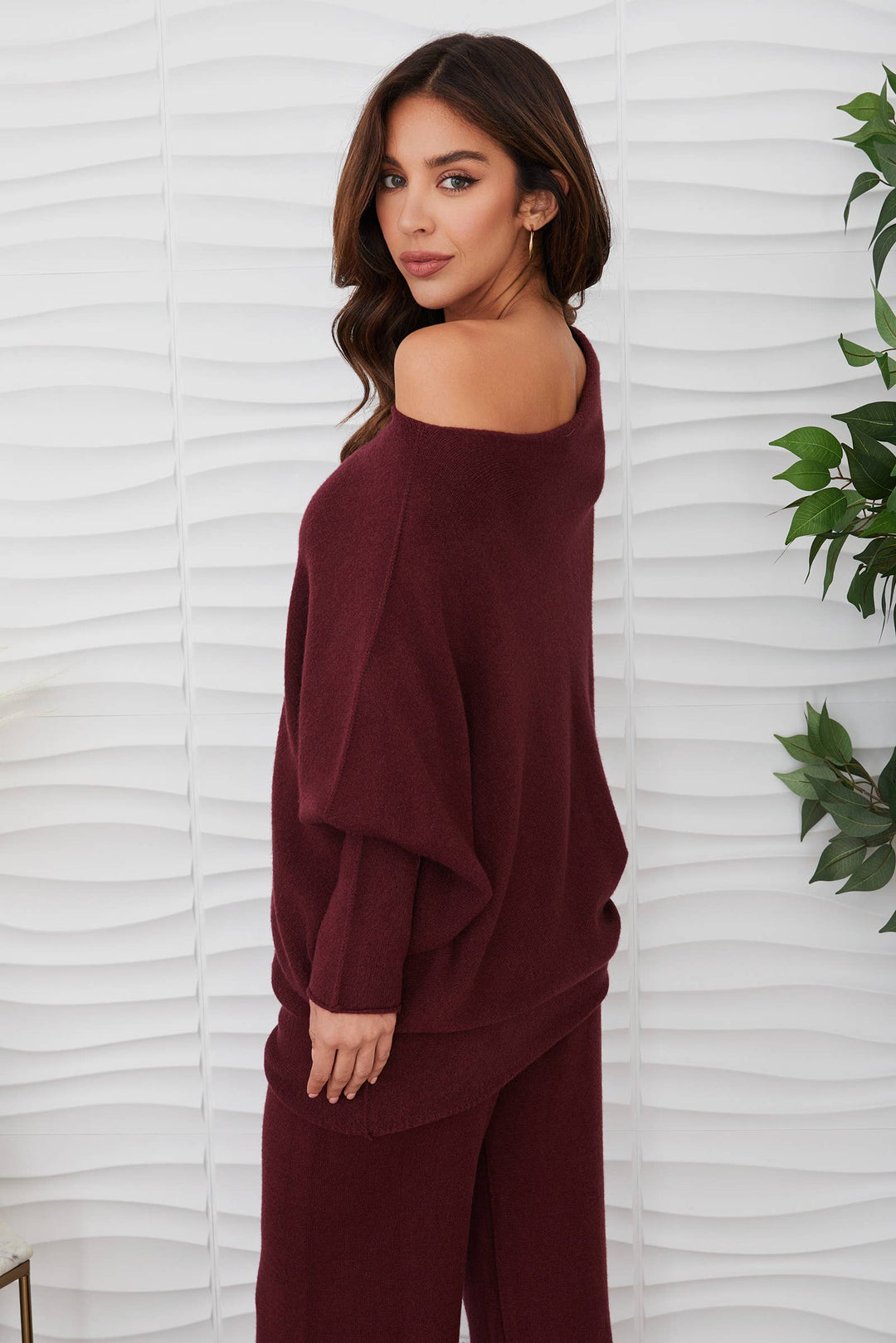 ASYMMETRICAL SWEATER WINE-S