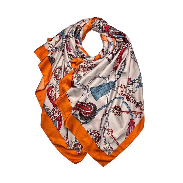 Horse bits long scarf: Cream