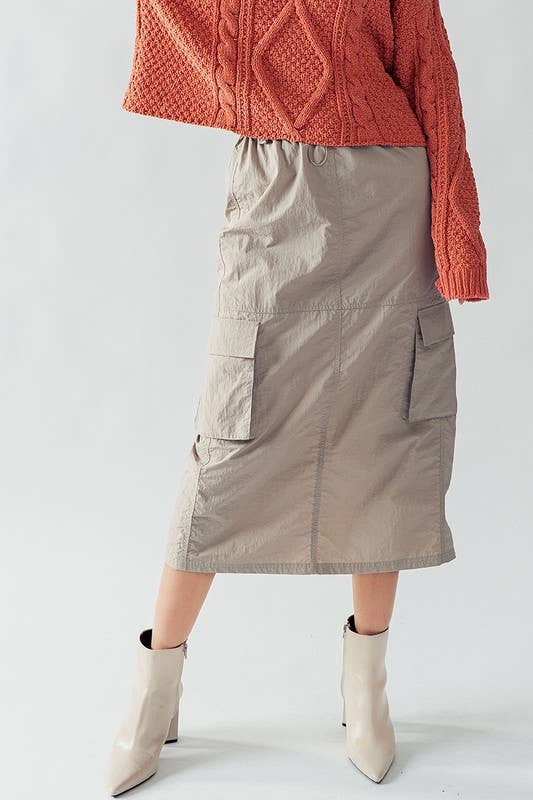 MIDI PARACHUTE SKIRT: SLATE