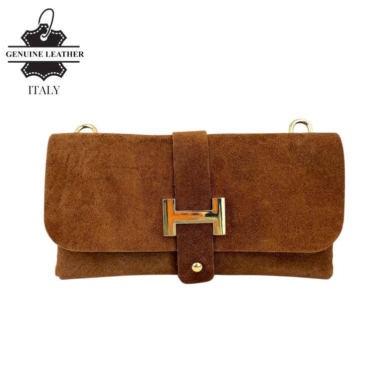 Italian Leather Bag: Suede Black