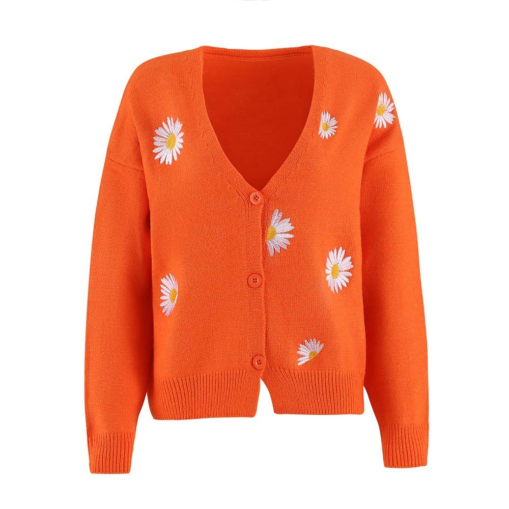 Daisy V-neck Cardigans: Black / M
