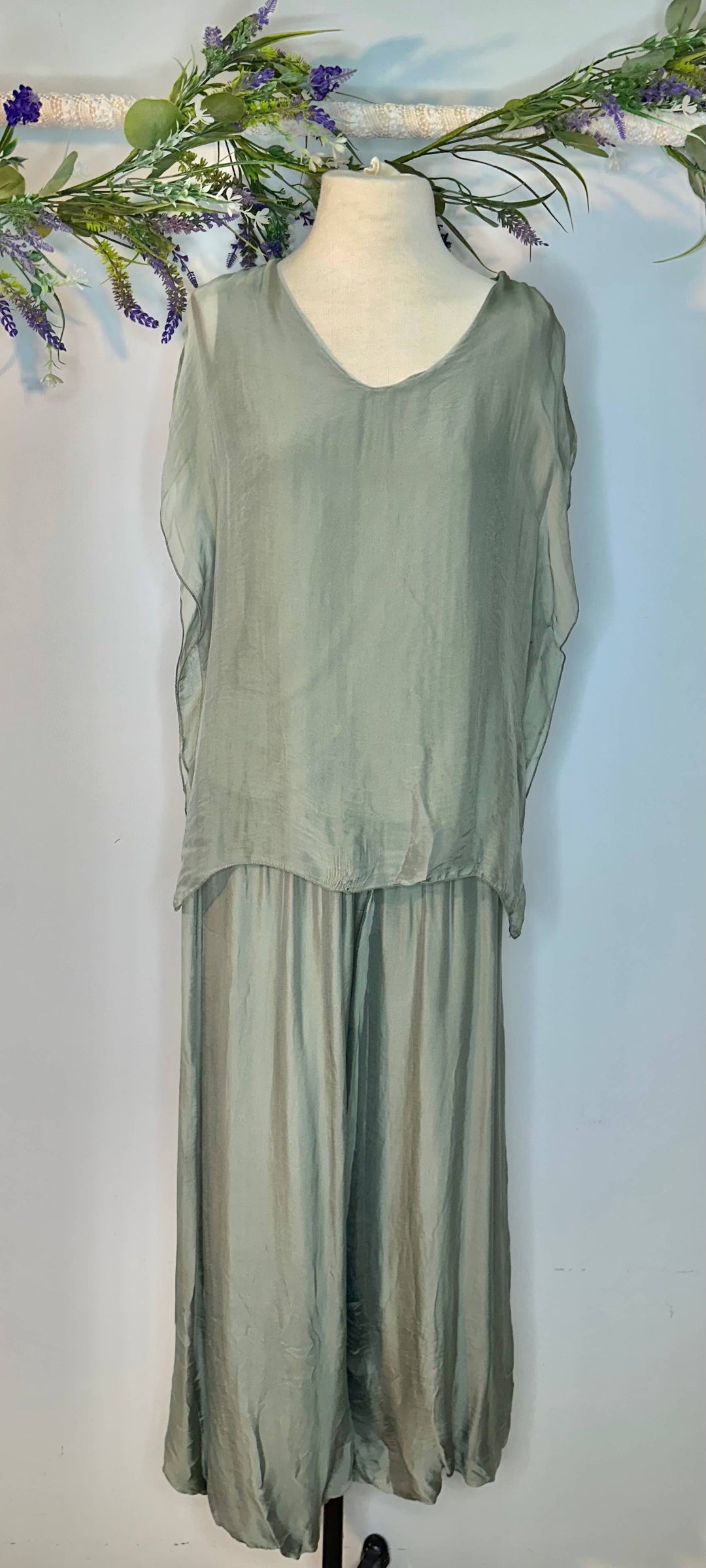 Silk palazzo pant: Navy