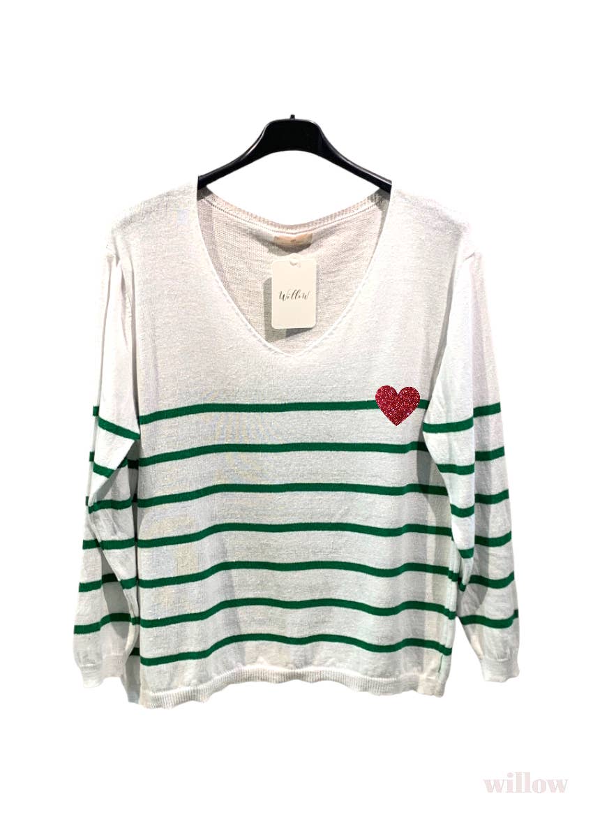 Sailor heart sweater: Red