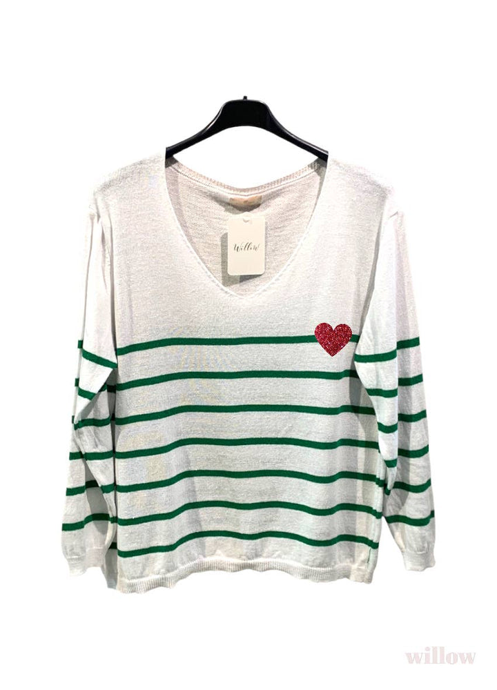 Sailor heart sweater: Red