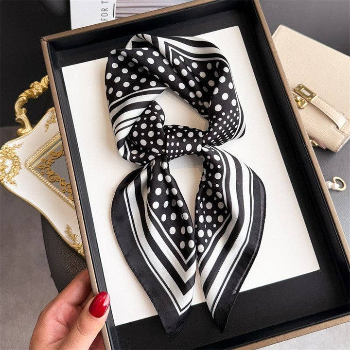 Sheer Trend - Fashion Print Square Scarf: BLACK