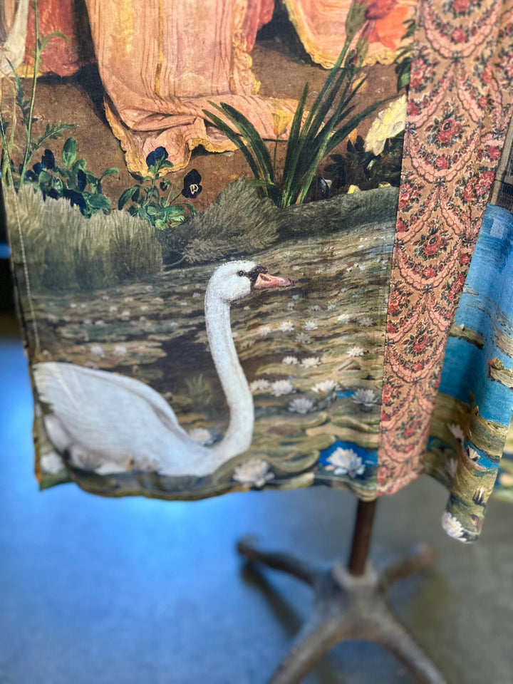 Secret Garden Long Duster Bamboo Kimono Robe with Swan