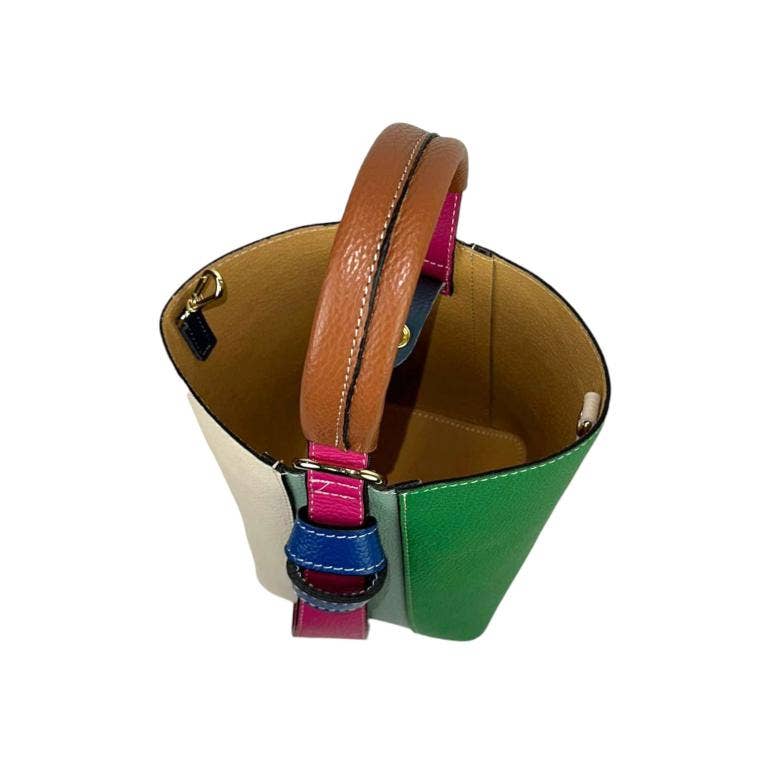 Multicolor Leather Bag: Olive Green