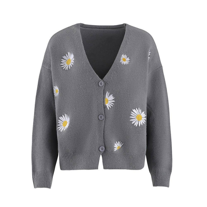 Daisy V-neck Cardigans: Grey / M