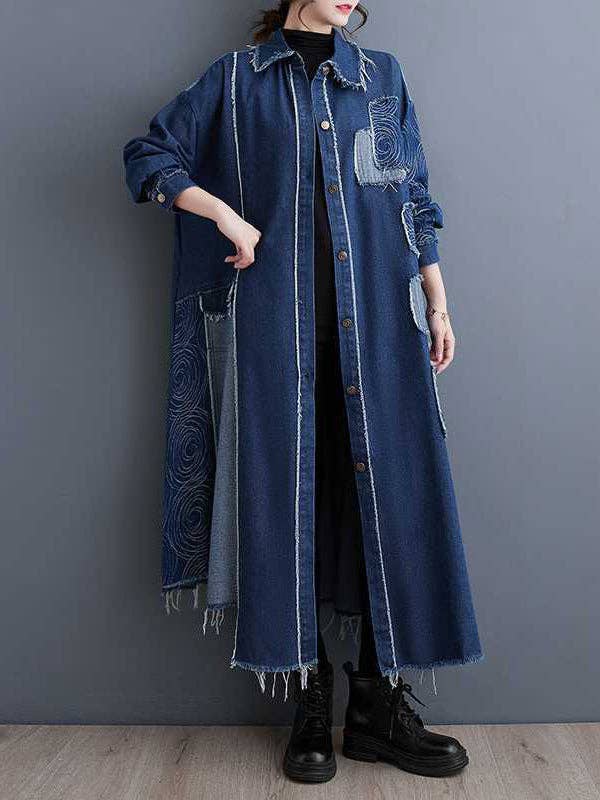 Asymmetric Buttoned Duster: BLK